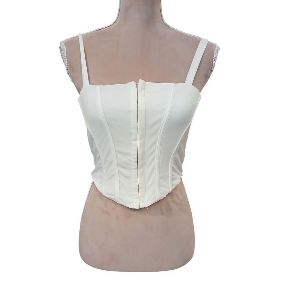 Willow Root Ivory Corset Top Square Neck Hook Front Size Small Cami Layering